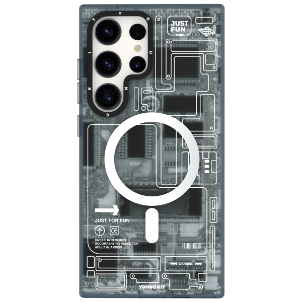 Samsung Galaxy S24 Ultra Magsafe Case - Futuristic Grey Circuit Board