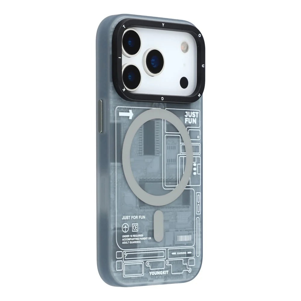 iPhone 17 Pro Max Case - Futuristic Gray Circuit Board