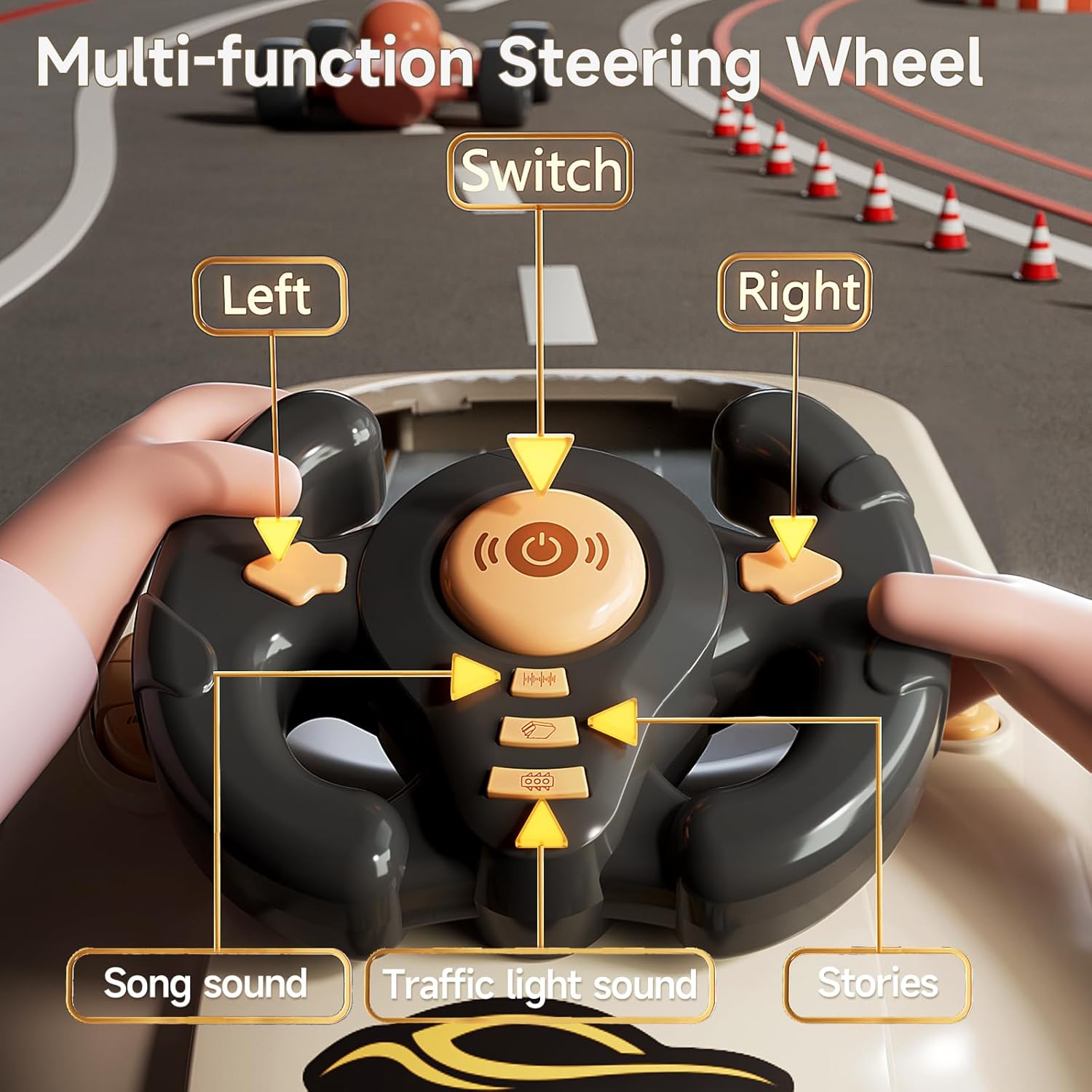 Kids Electric Musical Steering Wheel Racing Game – Interactive Educational Driving Simulation Toy - Image 4