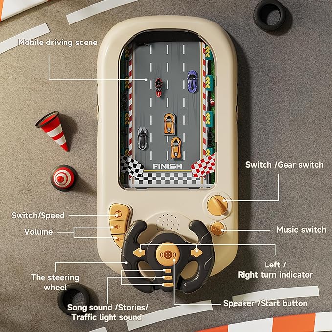 Kids Electric Musical Steering Wheel Racing Game – Interactive Educational Driving Simulation Toy - Image 3