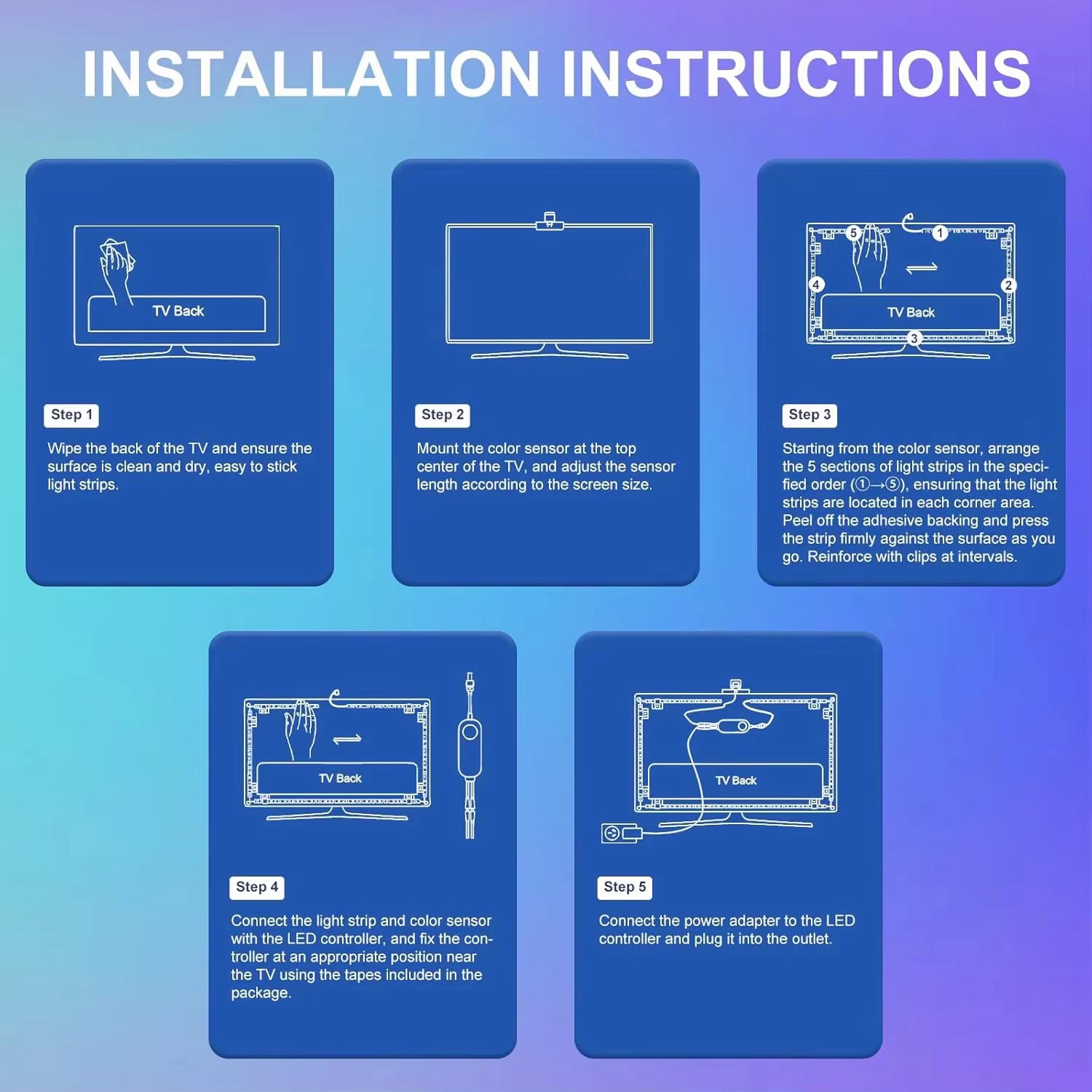 Koanile TV Backlight with Fish-Eye Correction and App - 43-56 inches (3.8m) - Image 8