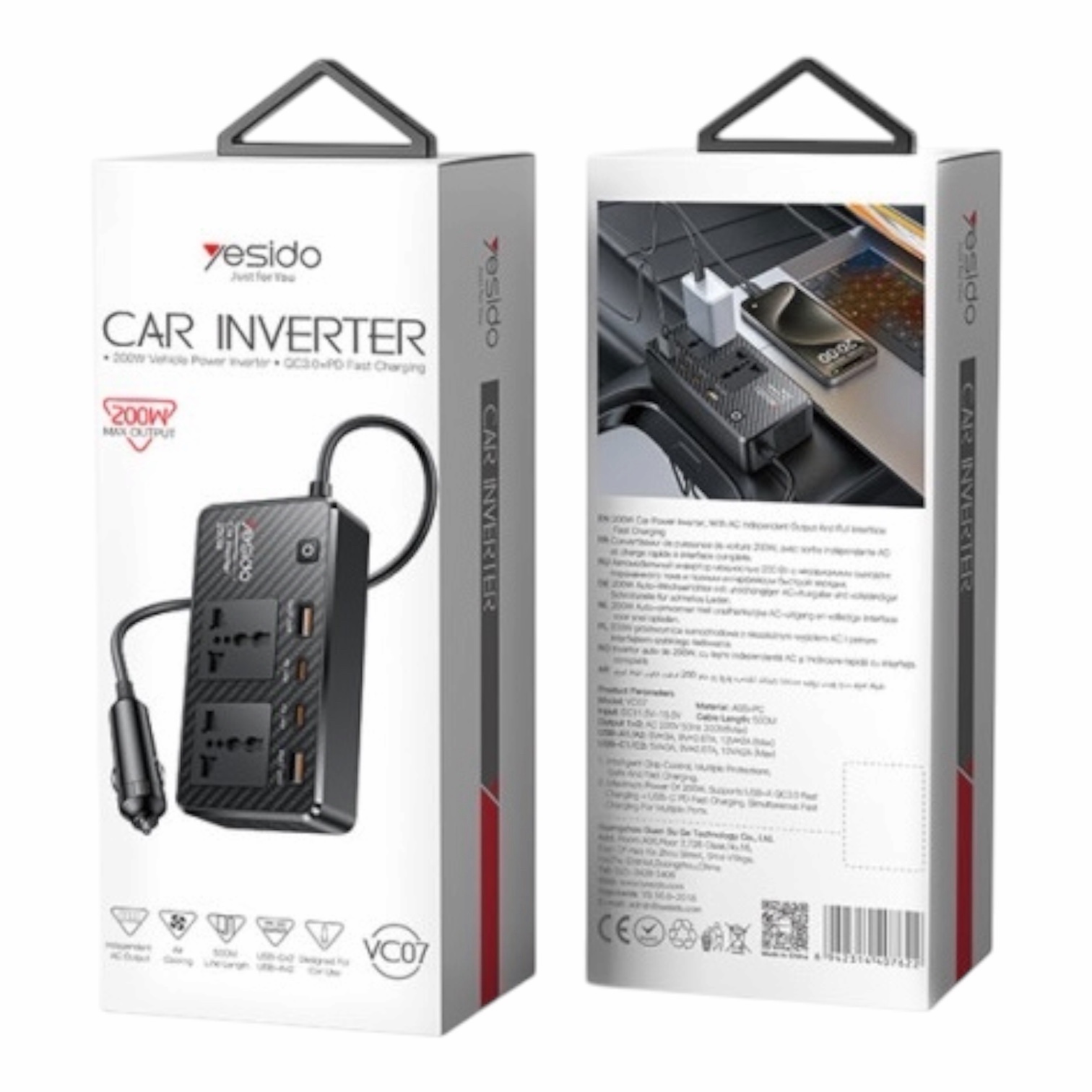 Yesido VC07 200W Adapter Charger Car Inverter - Image 2
