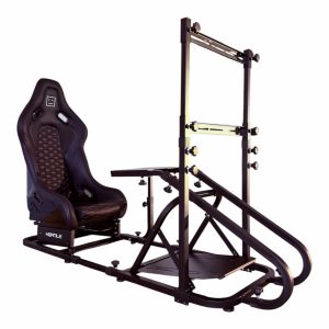 Koanile Racing Simulator Cockpit – Adjustable Seat, Wheel & Pedal Stand with TV/Monitor Mount